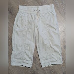 Wind‎ River High Rise Women's Large Casual Cream Cargo Capri Pants Utility Y2K